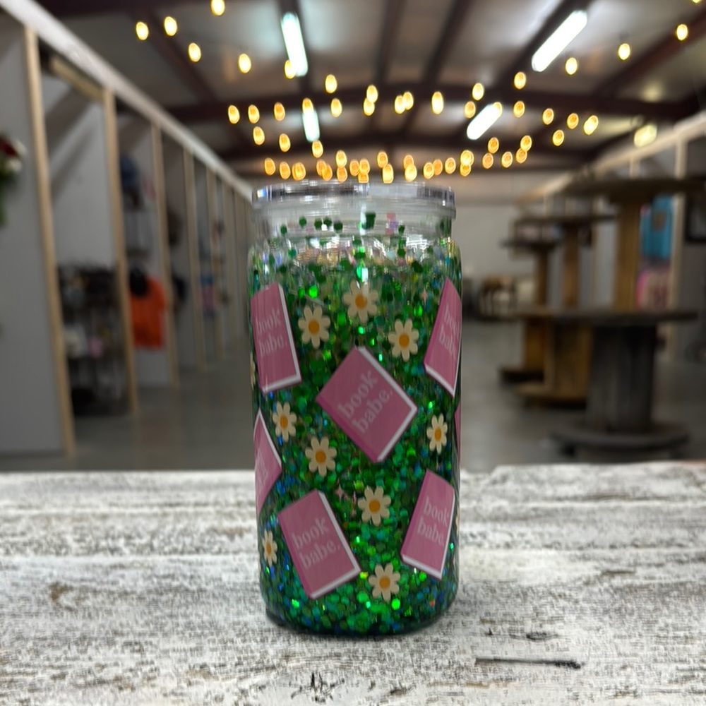 Green and Pink Geometric Water Bottle for Dining